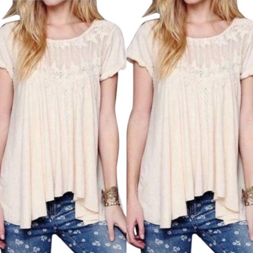 NEW Free People Beige Bohemian Top Womens Size Small
